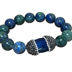 FASHION JEWELRY FINE ART+ARTISAN BRACELET LAPIS LAZULI NATURAL ELASTIC WOMENS